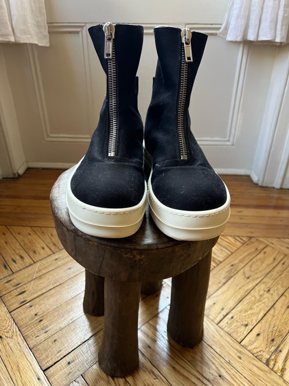 Rick Owens Drkshdw Doeskin Zip Front Sneakers